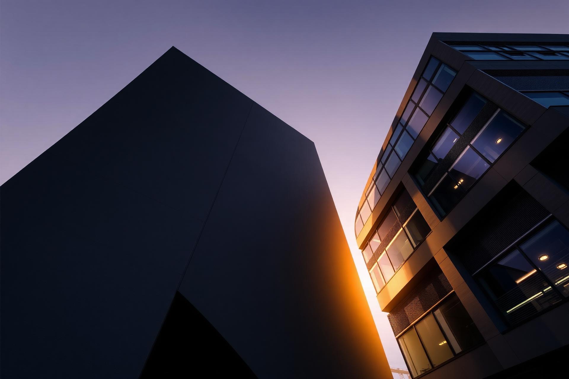 Modern Australian architectural building at golden hour